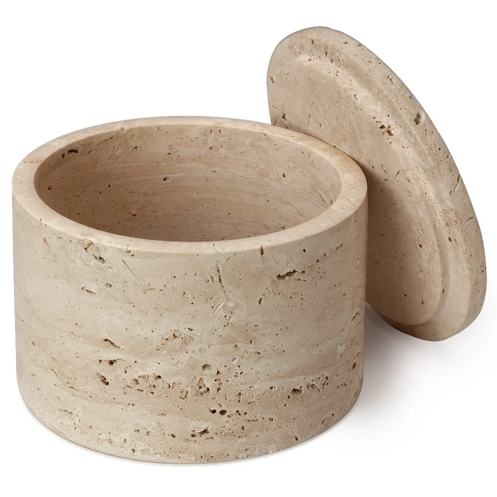 ame gemella travertine stone treat jar